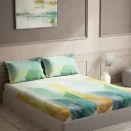 ddecor live beautiful 144 TC Geometric Print Queen-Size Bedsheet with Pillow Covers-picture-52