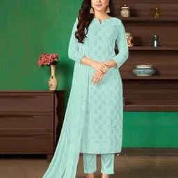 peachmode Women Embroidery Semi-Stitched Dress Material-picture-23