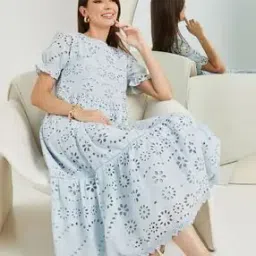 styli Women Schiffli Embroidered A-Line Dress-picture-45