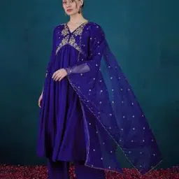 shewill Women Embroidered Flared Kurta with Palazzos & Dupatta-picture-41