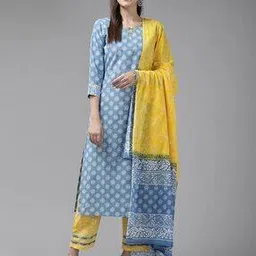 yufta Women Floral Print Straight Kurta with Pants & Dupatta-picture-41
