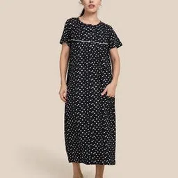 kryptic Women Polka-dot Round Neck Nighti-picture-46