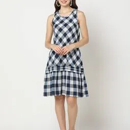 svrnaa by azorte Checked Tiered Hem Dress-picture-4
