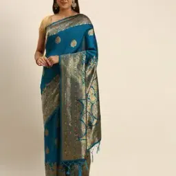 mohey Banarasi Woven Saree with Tassels-picture-28