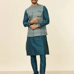 manyavar Men Embroidered Nehru Jacket with Welt Pocket-picture-33