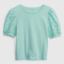 gap kids Cotton Top with Puff Eyelet Sleeves-picture-44