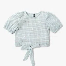 rio girls Girls Checked Regular Fit Top with Tie-Up-picture-33