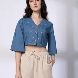 fusion Women Embroidered Top & Pants Set-picture-10