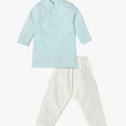 Boys Striped Kurta & Churidar Set-image-25