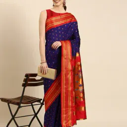 varkala silk sarees Women Floral Pattern Saree with Contrast Zari Border image 1