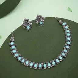 brado jewellery Women Stone-Studded Necklace & Earrings Set-picture-17