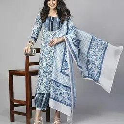 Women Floral Print Straight Kurta Suit Set-image-30