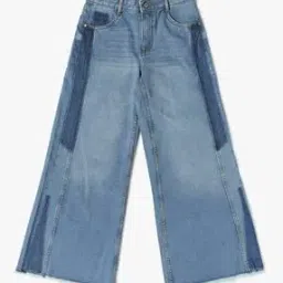 Girls Dual-Tone Light-Wash Wide-Leg Jeans-image-98