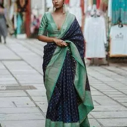 zikaraa Women Floral Woven Kanjeevaram Soft Silk Saree-picture-50