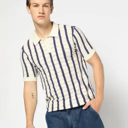yousta Men Striped Regular Fit Polo T-Shirt image 1