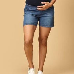 the mom store Women Denim Shorts with Elasticated Waist-picture-16