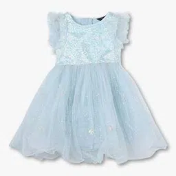 Girls Embellished Round-Neck Fit & Flare Dress-image-24