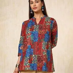 Women Printed Tunic with Short Sleeves-image-11