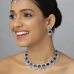 trink Women Rhodium-Plated American Diamond Studded Multi-piece Set-picture-50