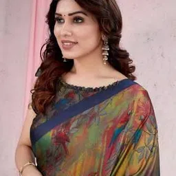 mirchi fashion Floral Print Chiffon Saree-picture-24