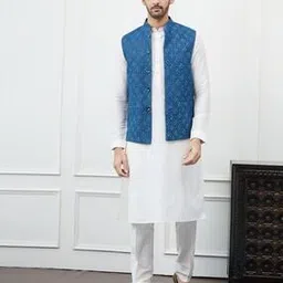 see designs Men Slim Fit Sequins Embroidered Nehru Jacket-picture-14