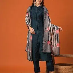 fashor Schiffili Embroidered Straight Kurta with Pants & Dupatta-picture-13