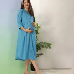 Women Fit & Flare Dress with Button Closure-image-98