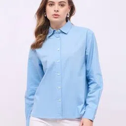 Women Oversized Fit Longline Oxford Shirt-image-8