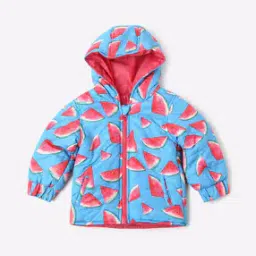 first class Novelty Print Hooded Zip-Front Puffer Jacket-picture-42
