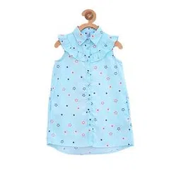 campana Micro Print Shirt Dress with Ruffles-picture-13