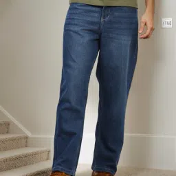 Shein Full Length Fixed Waist Mid Wash Jeans image 1