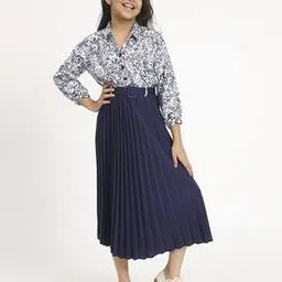 zwerlon x ag Girls Printed Accordion Pleated A-Line Dress-picture-44