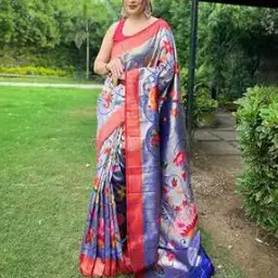 sgf11 Women Floral Pattern Saree with Contrast Border-picture-48