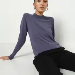 fig High-Neck Pullover with Ribbed Hem-picture-36