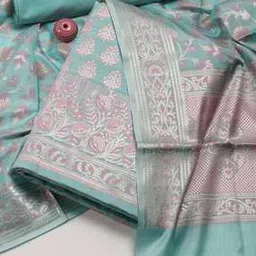 mbz.in by meena bazaar Women Floral Woven 3-Piece Unstitched Dress Material-picture-13
