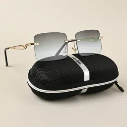 idor Women Rimless Rectangular Sunglasses-IDOR-5279-BLU image 1