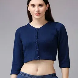 lux cott's wool Button-Down Thermal Top with Bracelet Sleeves-picture-18