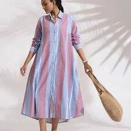 Women Striped Shift Dress-image-4