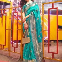 Women Silk Saree with Woven Motifs-image-84