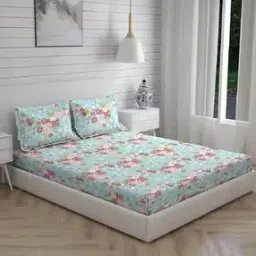 layers 140 TC Floral Print King-Size Bedsheet with Pillow Covers-picture-33