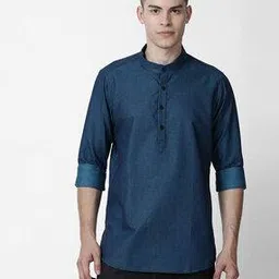 cross court Mandarin Collar Kurta with Full Sleeves-picture-51