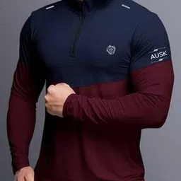 ausk Men Athletic Fit T-Shirt with Half-Zip Closure-picture-42