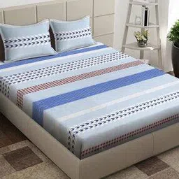 arrabi 210 TC Geometric King Size Print Bedsheet with Pillow Covers-picture-16