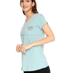 zeyo Women Relaxed Fit T-Shirt with Concealed Zip Closure-picture-12