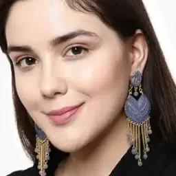anika's creation EAR-M-40026-BLU Peacock Pattern Chain Drop Danglers-picture-10