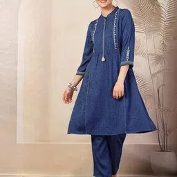 nayam by lakshita Women Embroidered A-Line Kurta with Pants-picture-40