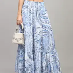 Shein Abstract Print Paperbag Waist Tiered Maxi Skirt-picture-14