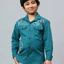 sky heights Boys Typographic Print Regular Fit Shirt-picture-20