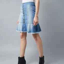 dolce crudo Denim Lightweight A-Line Skirt-picture-19