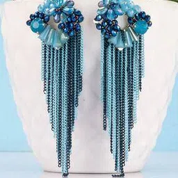 jewels galaxy Tasselled Contemporary Drop Earrings-picture-52